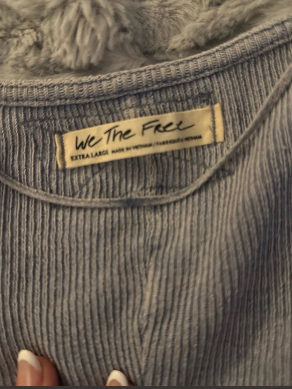 We The Free Ribbed Crewneck Top in Dusty Blue